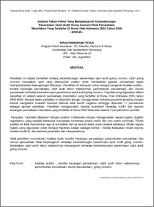 Analisis Faktor Faktor Yang Mempengaruhi Kecenderungan Penerimaan Opini Audit Going Concern Pada Perusahaan Manufaktur Yang Terdaftar Di Bursa Efek Indonesia Bei Tahun 2006 2009 Udinus Repository